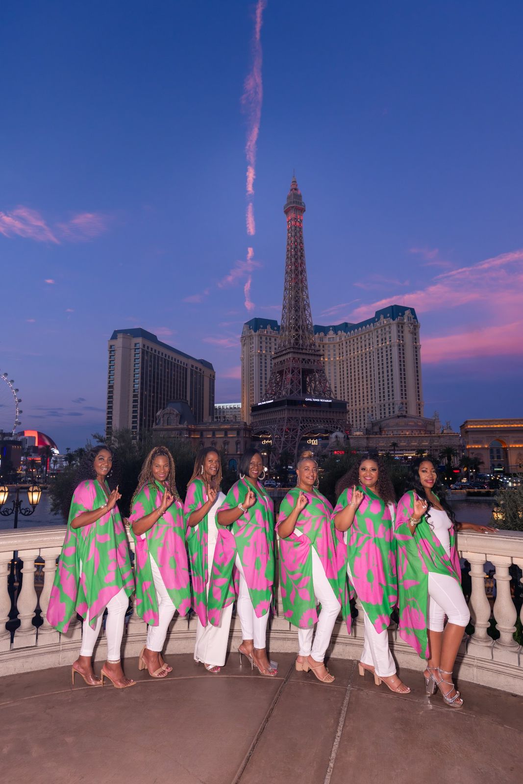 Close group portrait at blue hour on the Strip