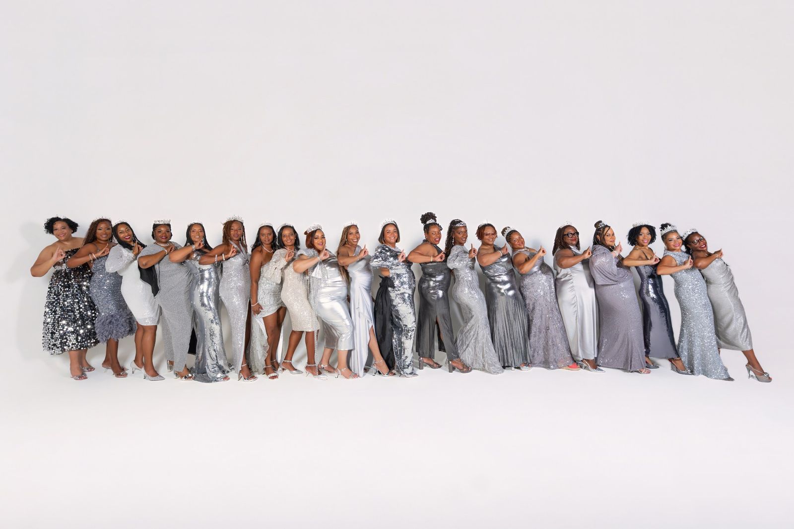 Profile row looking upward in silver